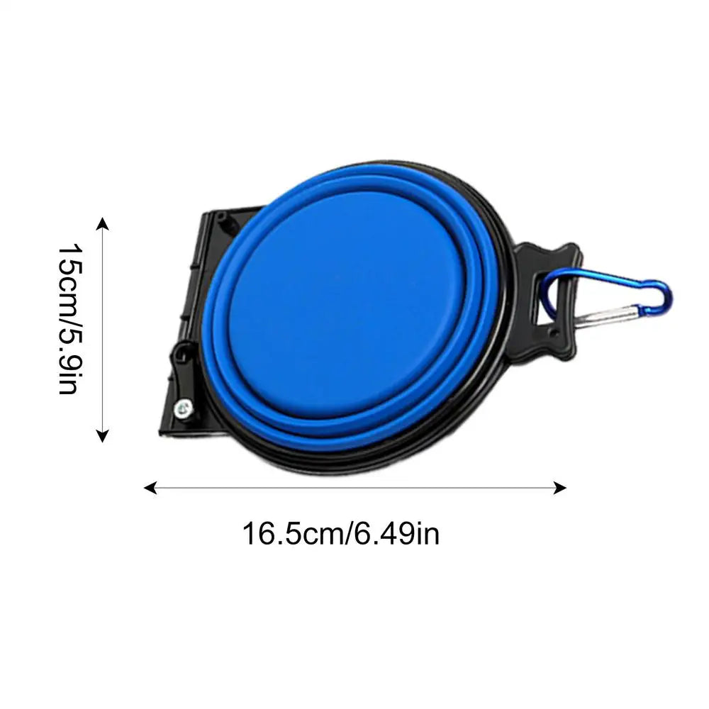 Foldable Double Dog Bowl – Travel Pet Feeder for Dogs & Cats | Slow Feeder, Water Bowl with Lock Clips for Walking, Hiking & Camping