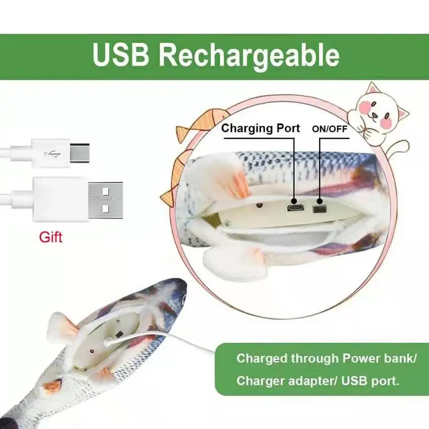 Realistic Floppy Fish Cat Toy – USB Rechargeable Interactive Cat Toy