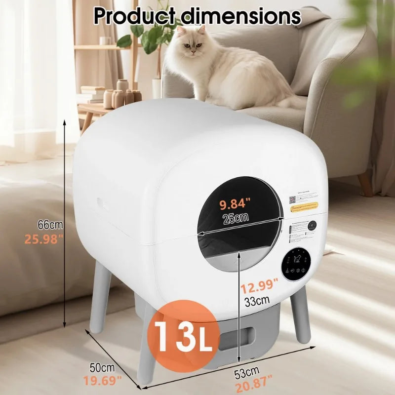 Extra Large Automatic Self-Cleaning Cat Litter Box – Smart App Control, Odor-Free, Multi-Cat Friendly