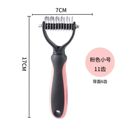 Professional 2-Sided Pet Deshedding Brush – Dog & Cat Dematting Comb | Undercoat Grooming Rake