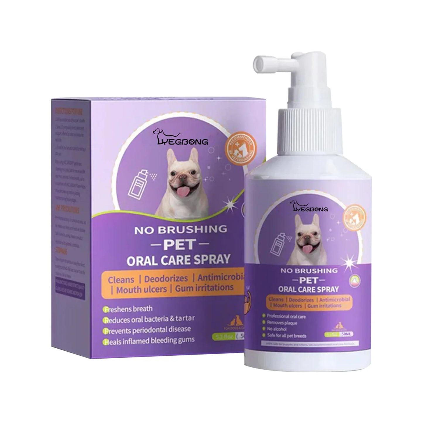50ml Pet Oral Cleanse Spray for Dogs & Cats – Bad Breath Eliminator, Plaque & Tartar Remover, Natural Dental Care