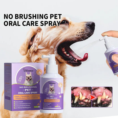50ml Pet Oral Cleanse Spray for Dogs & Cats – Bad Breath Eliminator, Plaque & Tartar Remover, Natural Dental Care