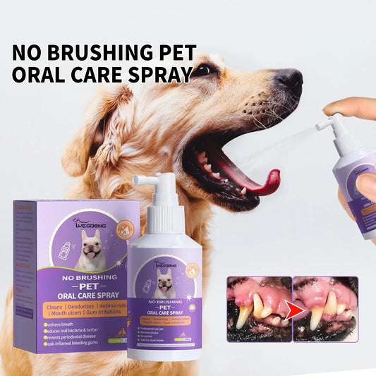 50ml Pet Oral Cleanse Spray for Dogs & Cats – Bad Breath Eliminator, Plaque & Tartar Remover, Natural Dental Care