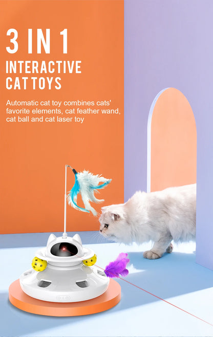 4-in-1 Smart Cat Toy Set – Automatic Feather, Laser, Ball & Wand Interactive Toy