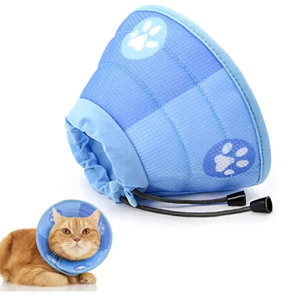 Adjustable Cat Cone Collar – Soft, Breathable, Anti-Bite Protective Recovery Neck Ring for Cats & Small Dogs