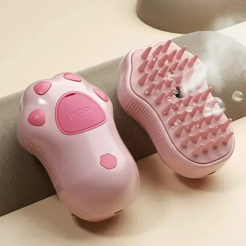 3-in-1 Electric Steam Pet Brush – Groom, Massage & De-Shed in One Easy Step!
