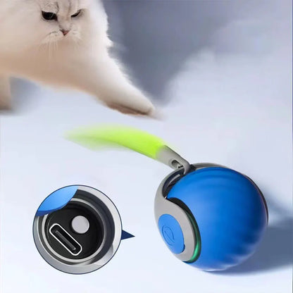 Automatic Moving Cat Toy Ball – USB Rechargeable Interactive Smart Ball with Speedy Tail
