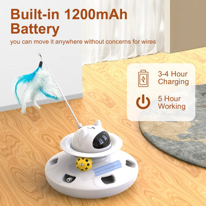 4-in-1 Smart Cat Toy Set – Automatic Feather, Laser, Ball & Wand Interactive Toy
