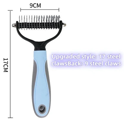 Professional 2-Sided Pet Deshedding Brush – Dog & Cat Dematting Comb | Undercoat Grooming Rake