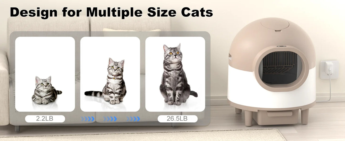 REDSASA 80L Smart Automatic Self-Cleaning Cat Litter Box – WiFi APP Control, UV Sterilization, Air Purification, Safety Sensors, for Multiple Cats up to 30 lbs