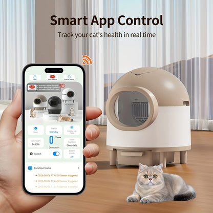 REDSASA 80L Smart Automatic Self-Cleaning Cat Litter Box – WiFi APP Control, UV Sterilization, Air Purification, Safety Sensors, for Multiple Cats up to 30 lbs
