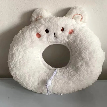 1 Pc Cute Cartoon Cat Recovery Collar – Soft Plush Adjustable Elizabeth Cone for Cats & Small Dogs | Anti-Bite Protective Neck Collar for Post-Surgery Wound Healing