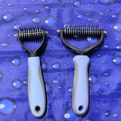 Professional 2-Sided Pet Deshedding Brush – Dog & Cat Dematting Comb | Undercoat Grooming Rake