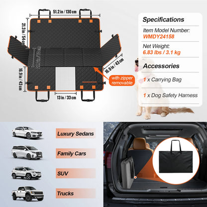 SucceBuy Back Seat Extender for Dogs – Heavy-Duty Dog Car Seat Cover Bed with Mesh Window, Waterproof Hammock, 350lbs Support, Storage Pocket – Travel Mat for All Dog Breeds