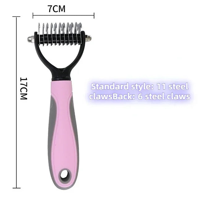 Professional 2-Sided Pet Deshedding Brush – Dog & Cat Dematting Comb | Undercoat Grooming Rake