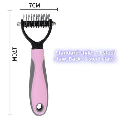 Professional 2-Sided Pet Deshedding Brush – Dog & Cat Dematting Comb | Undercoat Grooming Rake
