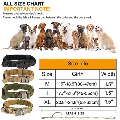 Durable Tactical Dog Collar & Leash Set – For Medium & Large Dogs
