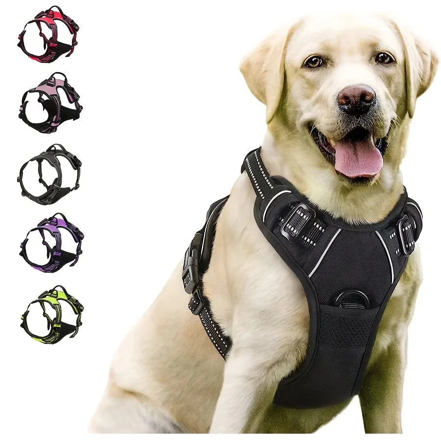 No Pull Dog Harness – Reflective Front-Clip Vest with Easy Control Handle