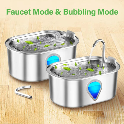 3.5L Large Capacity Stainless Steel Pet Water Fountain – Automatic Cat Water Dispenser with LED Light
