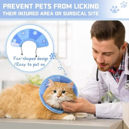 Adjustable Cat Cone Collar – Soft, Breathable, Anti-Bite Protective Recovery Neck Ring for Cats & Small Dogs