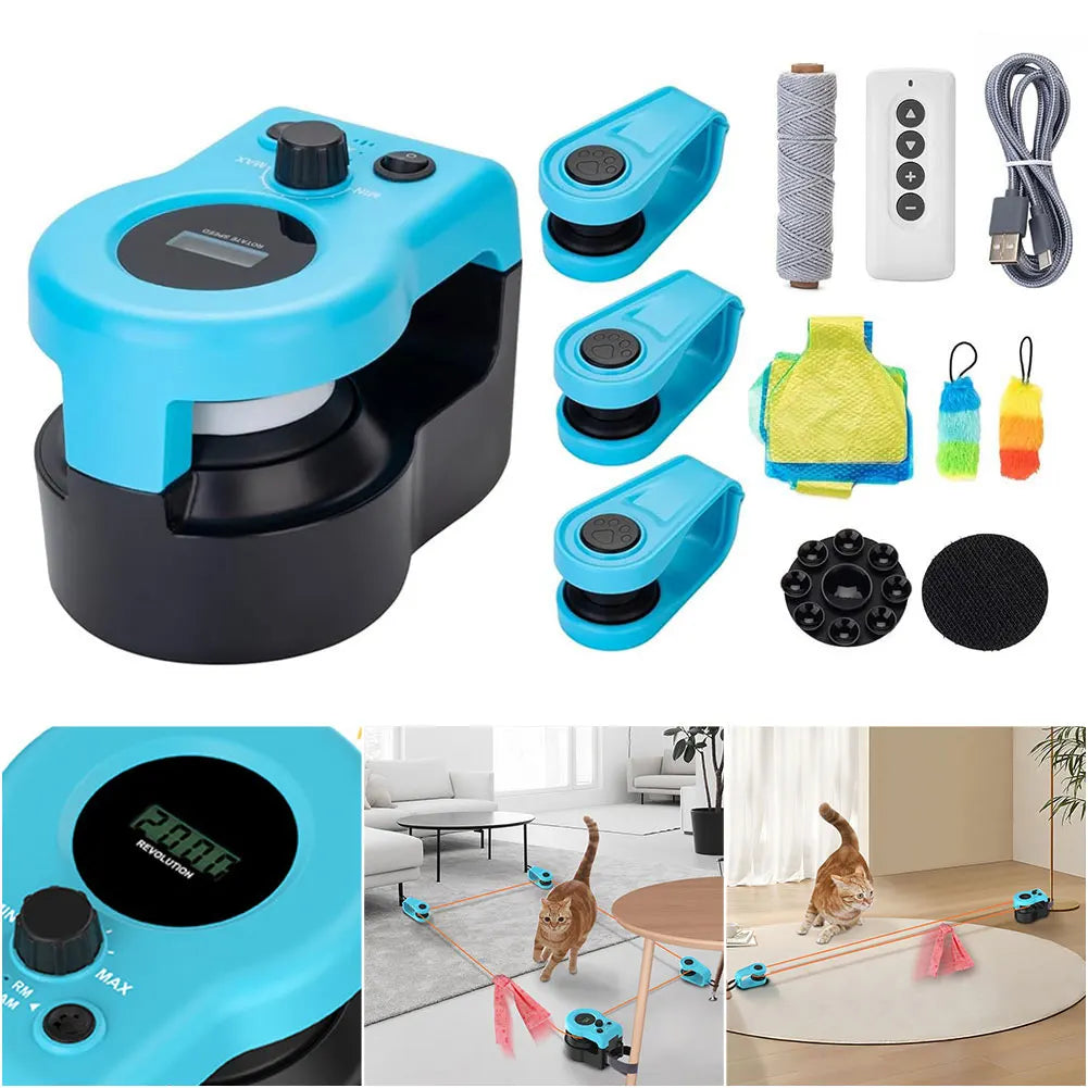 Interactive Cat Treadmill Feather Toy – Adjustable Speed Mouse Hunting Exercise Wheel