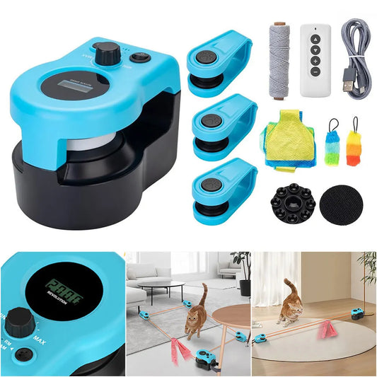 Interactive Cat Treadmill Feather Toy – Adjustable Speed Mouse Hunting Exercise Wheel
