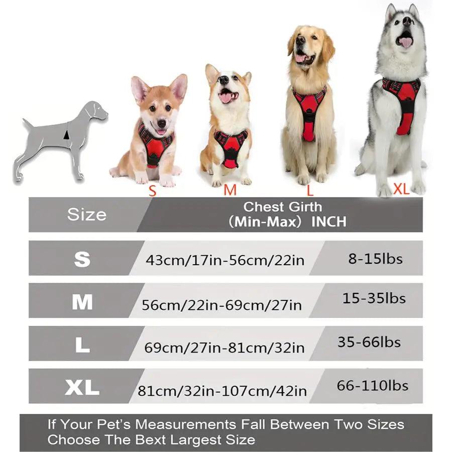 No Pull Dog Harness – Reflective Front-Clip Vest with Easy Control Handle