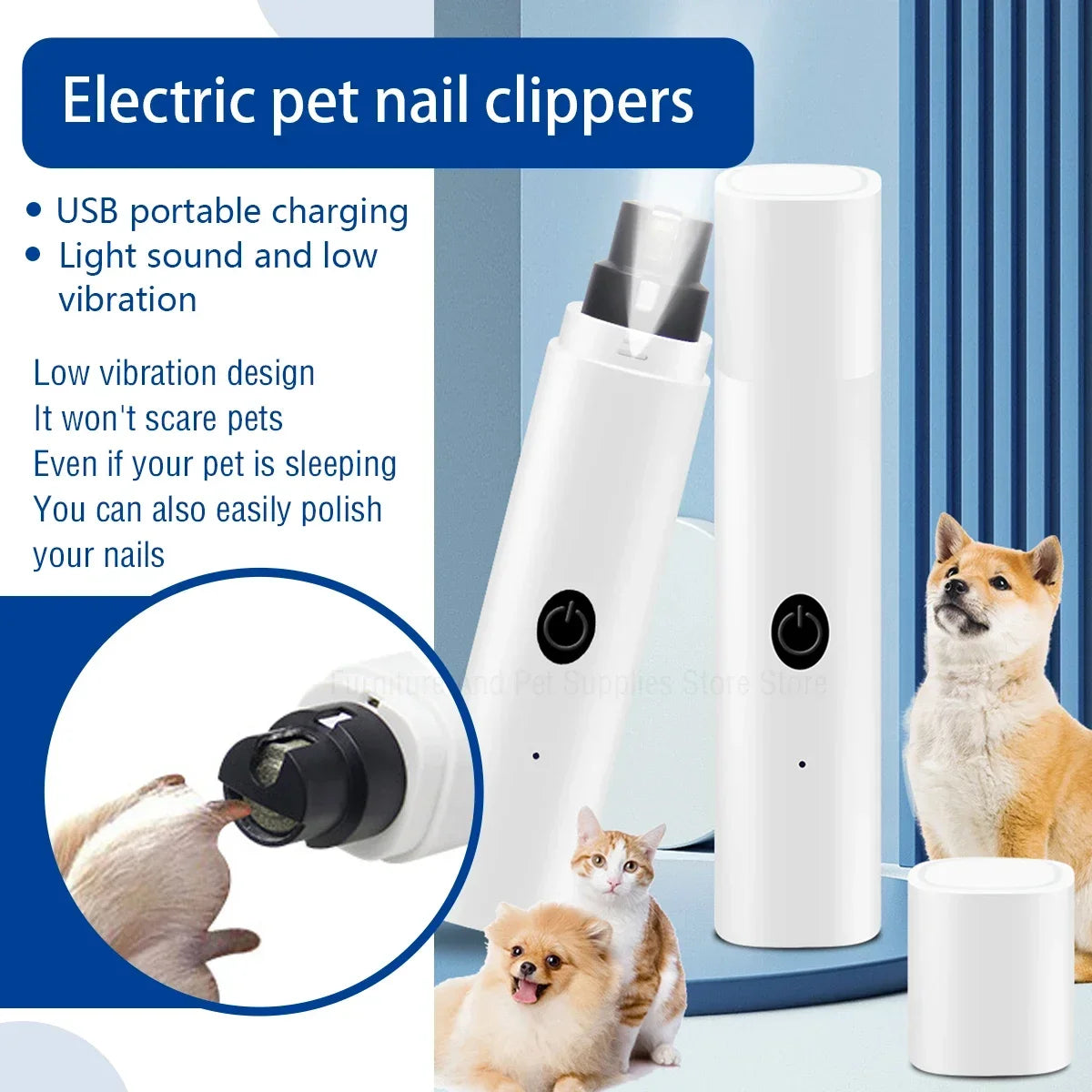 Dog Nail Clippers for Dog Nail Grinders Rechargeable USB Charging LED Light Pet Quiet Cat Paws Nail Grooming Supplies