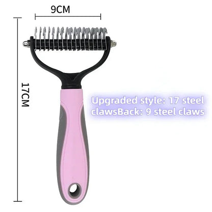 Professional 2-Sided Pet Deshedding Brush – Dog & Cat Dematting Comb | Undercoat Grooming Rake