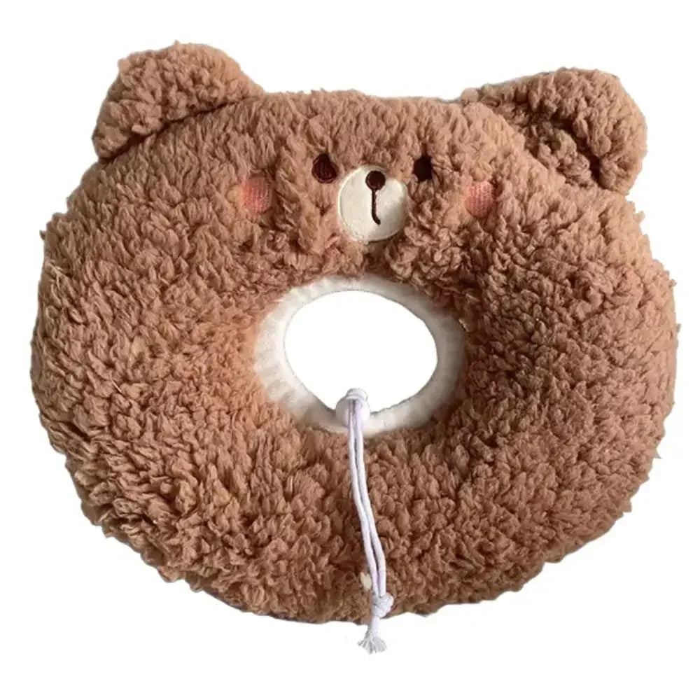 1 Pc Cute Cartoon Cat Recovery Collar – Soft Plush Adjustable Elizabeth Cone for Cats & Small Dogs | Anti-Bite Protective Neck Collar for Post-Surgery Wound Healing