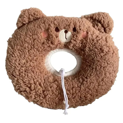 1 Pc Cute Cartoon Cat Recovery Collar – Soft Plush Adjustable Elizabeth Cone for Cats & Small Dogs | Anti-Bite Protective Neck Collar for Post-Surgery Wound Healing