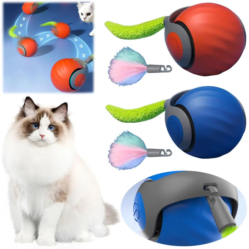 Automatic Moving Cat Toy Ball – USB Rechargeable Interactive Smart Ball with Speedy Tail