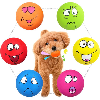 6-Pack Smile Face Squeaky Dog Balls – Soft Latex Interactive Toys for Small & Medium Dogs