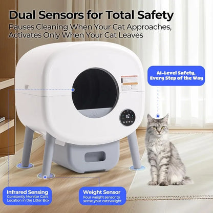 Extra Large Automatic Self-Cleaning Cat Litter Box – Smart App Control, Odor-Free, Multi-Cat Friendly
