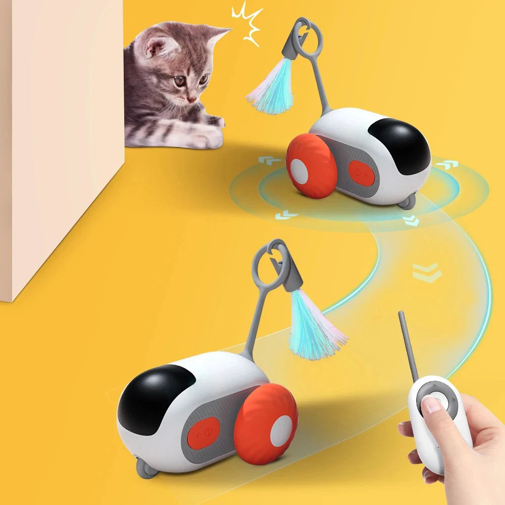 Smart Cat Toy Car – Automatic Moving & Remote-Controlled Interactive Toy for Cats