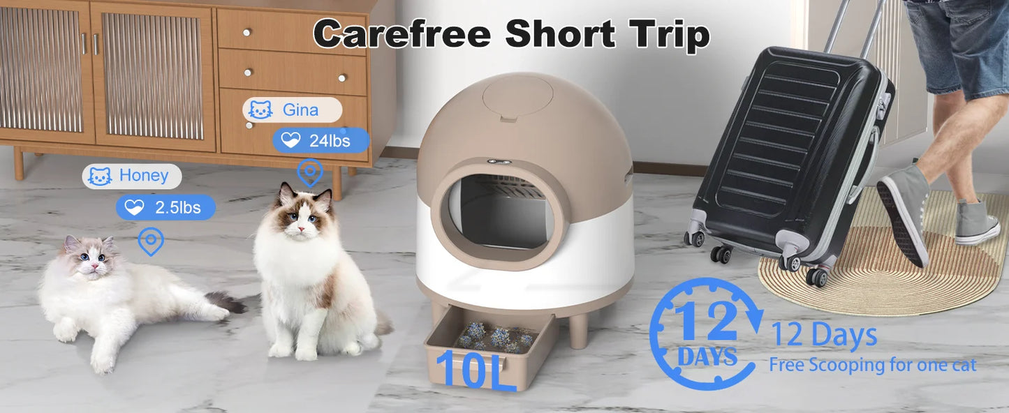 REDSASA 80L Smart Automatic Self-Cleaning Cat Litter Box – WiFi APP Control, UV Sterilization, Air Purification, Safety Sensors, for Multiple Cats up to 30 lbs