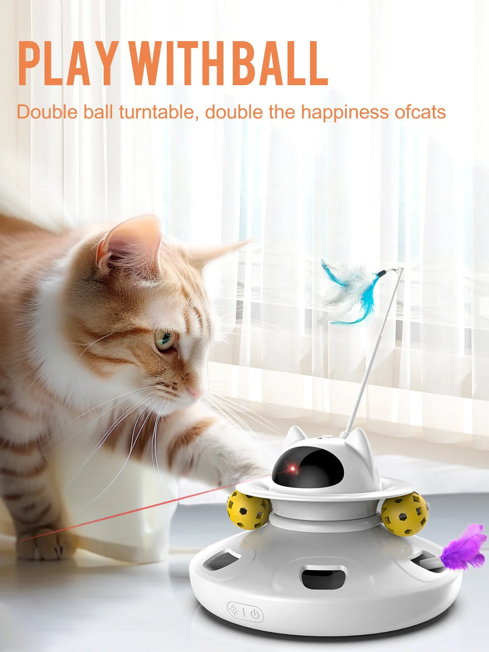 4-in-1 Smart Cat Toy Set – Automatic Feather, Laser, Ball & Wand Interactive Toy