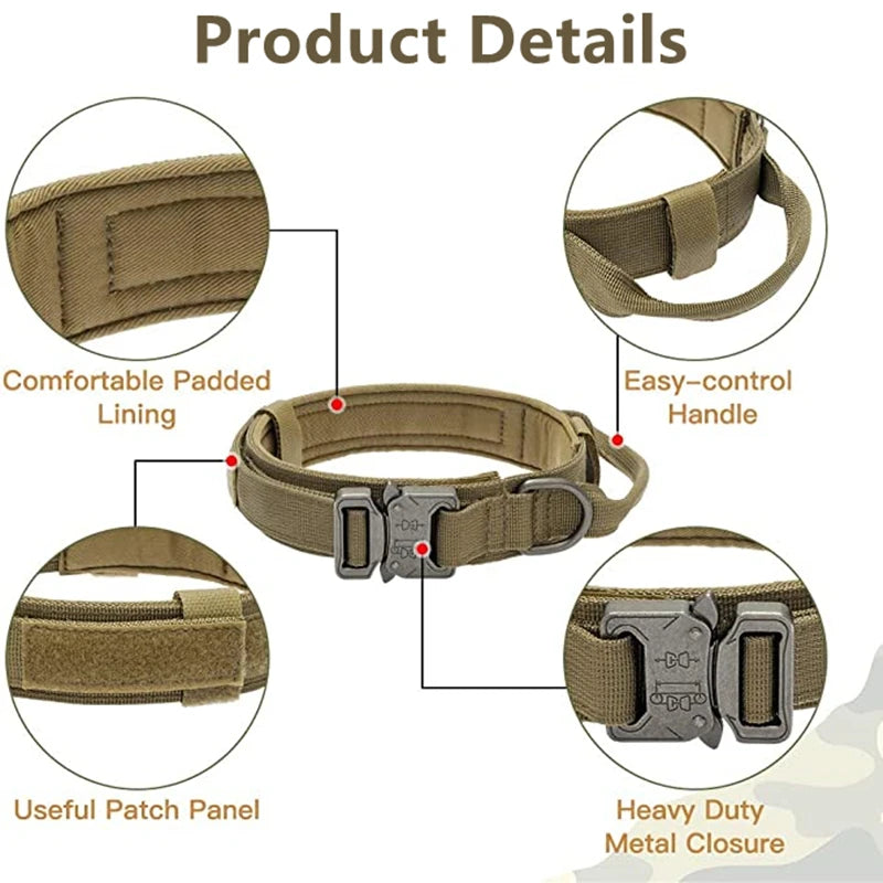 Durable Tactical Dog Collar & Leash Set – For Medium & Large Dogs
