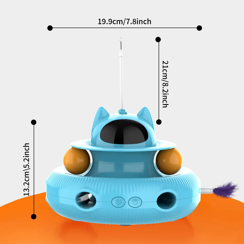 Moebypet 4-in-1 Interactive Cat Toy – Rechargeable Feather, Laser, Trackball & Teaser Wand