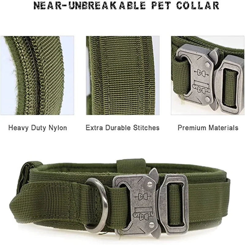 Durable Tactical Dog Collar & Leash Set – For Medium & Large Dogs