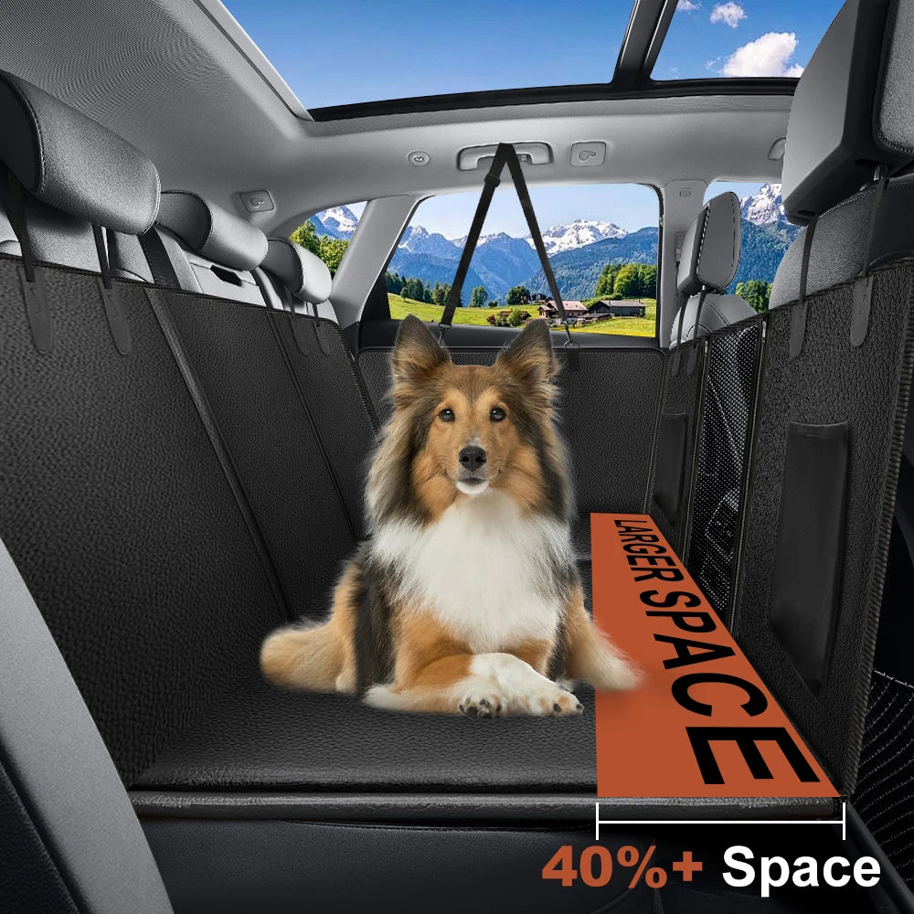 Waterproof Back Seat Extender for Dogs – PU Leather Car Seat Cover with Hard Bottom | Anti-Scratch, Universal Fit Dog Travel Mat