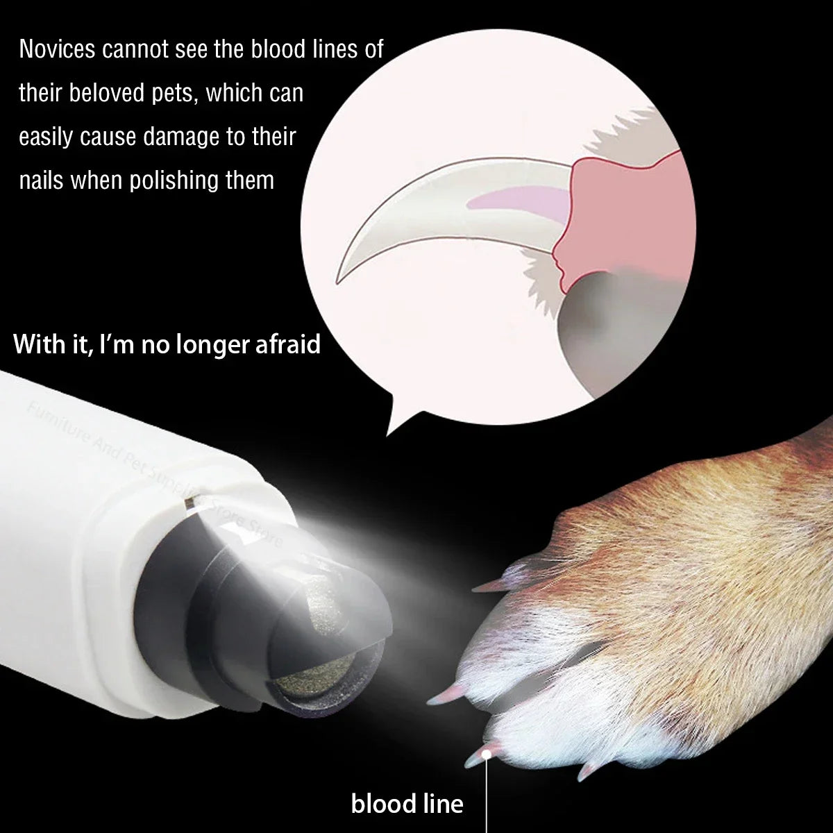 Dog Nail Clippers for Dog Nail Grinders Rechargeable USB Charging LED Light Pet Quiet Cat Paws Nail Grooming Supplies