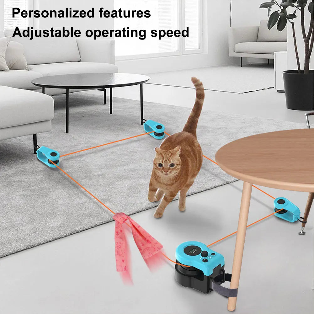 Interactive Cat Treadmill Feather Toy – Adjustable Speed Mouse Hunting Exercise Wheel