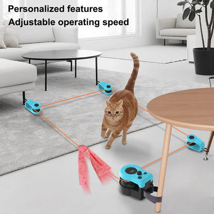 Interactive Cat Treadmill Feather Toy – Adjustable Speed Mouse Hunting Exercise Wheel