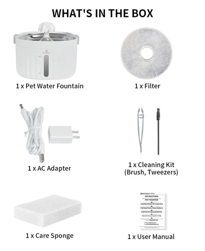 APETDOLA Automatic Cat Water Fountain – 2.1L Smart Pet Water Dispenser with Stainless Steel Tray, 6-Level Filtration, Ultra Quiet for Cats and Dogs