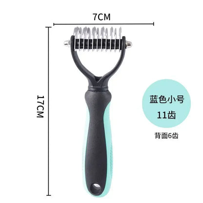 Professional 2-Sided Pet Deshedding Brush – Dog & Cat Dematting Comb | Undercoat Grooming Rake