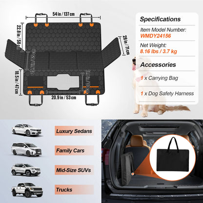 SucceBuy Back Seat Extender for Dogs – Heavy-Duty Dog Car Seat Cover Bed with Mesh Window, Waterproof Hammock, 350lbs Support, Storage Pocket – Travel Mat for All Dog Breeds