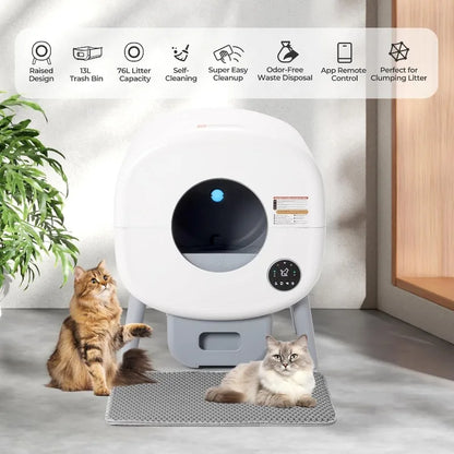 Extra Large Automatic Self-Cleaning Cat Litter Box – Smart App Control, Odor-Free, Multi-Cat Friendly