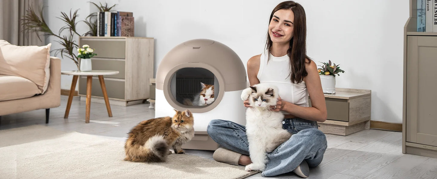 REDSASA 80L Smart Automatic Self-Cleaning Cat Litter Box – WiFi APP Control, UV Sterilization, Air Purification, Safety Sensors, for Multiple Cats up to 30 lbs