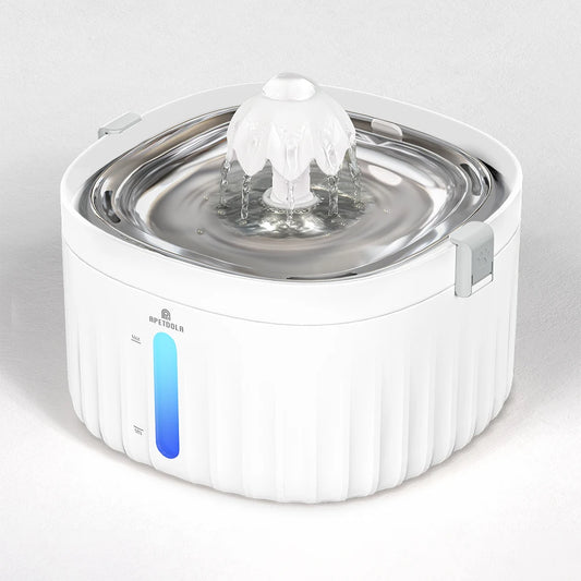 APETDOLA Automatic Cat Water Fountain – 2.1L Smart Pet Water Dispenser with Stainless Steel Tray, 6-Level Filtration, Ultra Quiet for Cats and Dogs